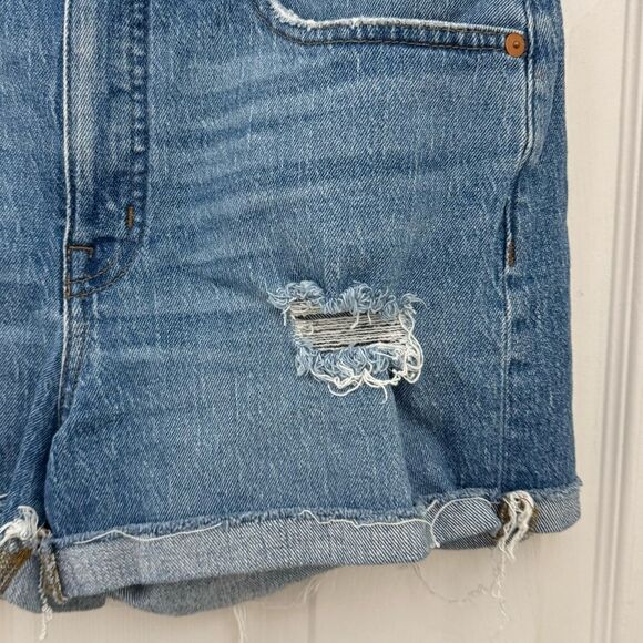 Madewell High Rise Denim Shorts Size 27 Light Wash Rips Distressed Jean Shorts - Picture 3 of 6